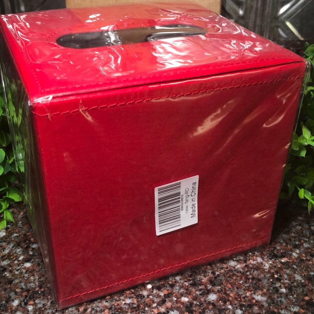NWT Red Faux Leather Tissue box Multi Use Storage Box Magnetic Closure - Picture 2 of 15